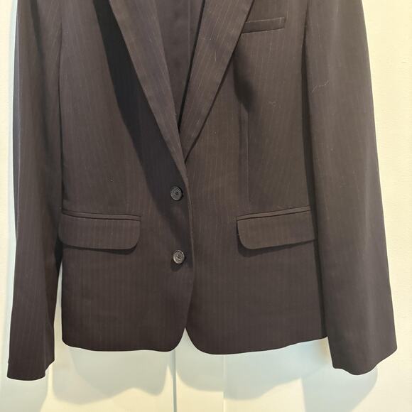 Banana Republic Blazer Womens 8 Black Pinstripe Two Button Office Career Jacket - Picture 4 of 15